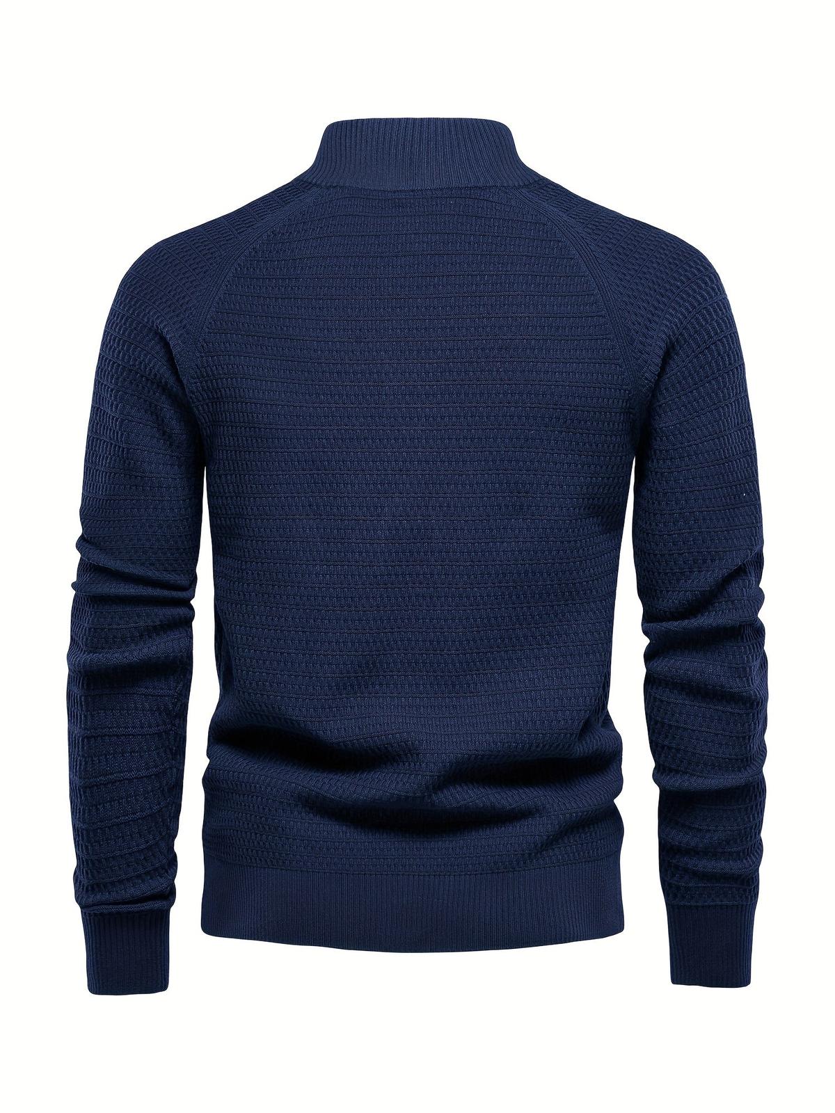 Heren Gebreide Trui / Sweater met Opstaande Kraag en Knoopsluiting - Comfort Mix
