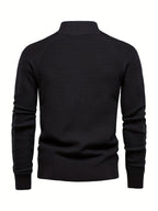 Heren Gebreide Trui / Sweater met Opstaande Kraag en Knoopsluiting - Comfort Mix