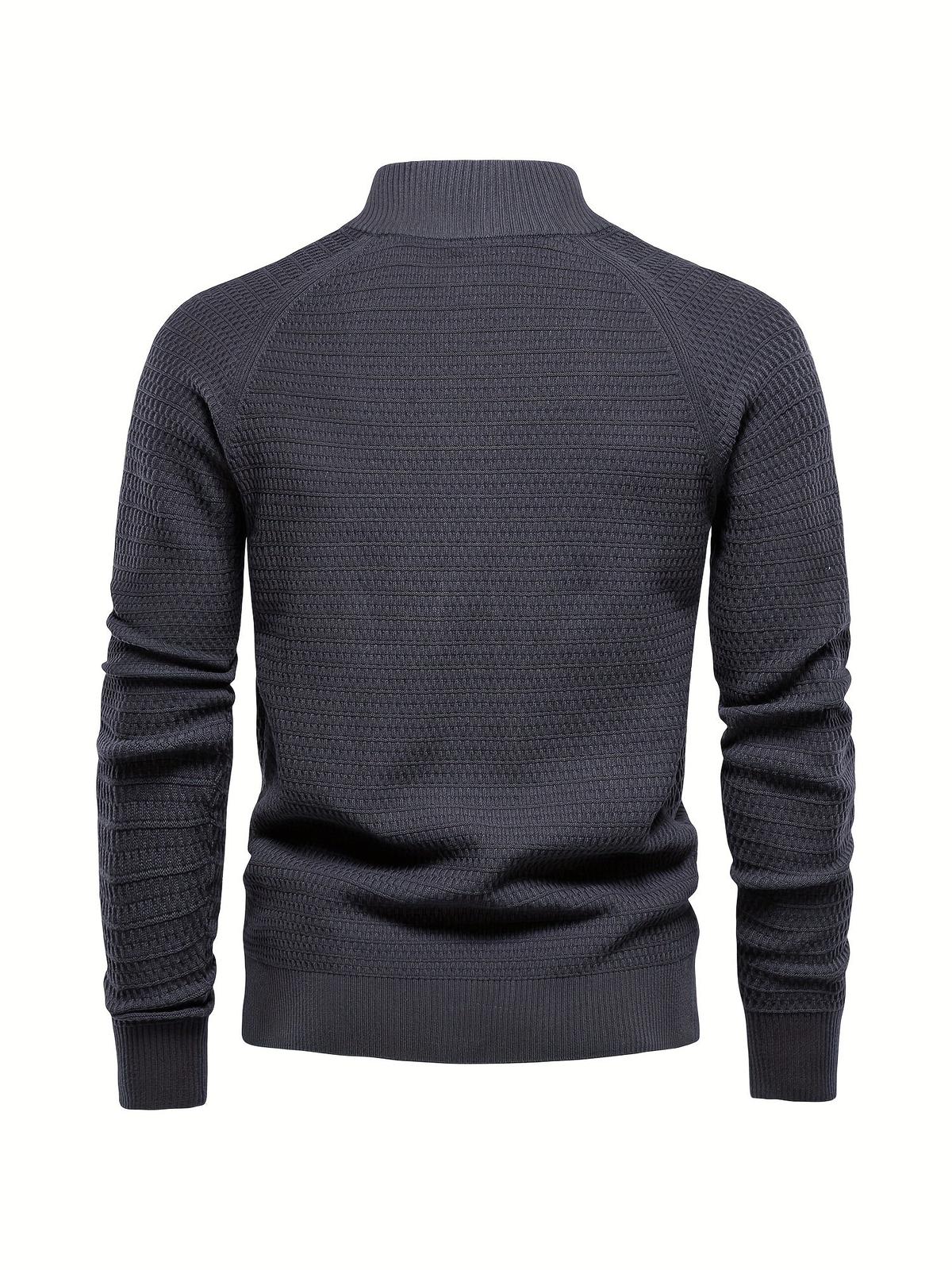 Heren Gebreide Trui / Sweater met Opstaande Kraag en Knoopsluiting - Comfort Mix