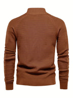 Heren Gebreide Trui / Sweater met Opstaande Kraag en Knoopsluiting - Comfort Mix