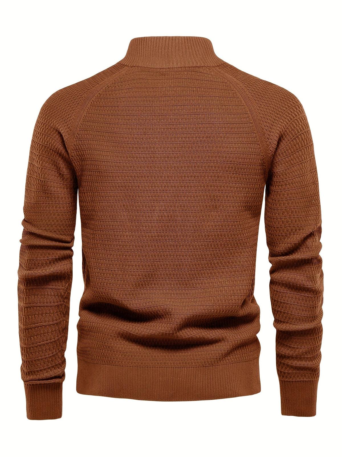 Heren Gebreide Trui / Sweater met Opstaande Kraag en Knoopsluiting - Comfort Mix