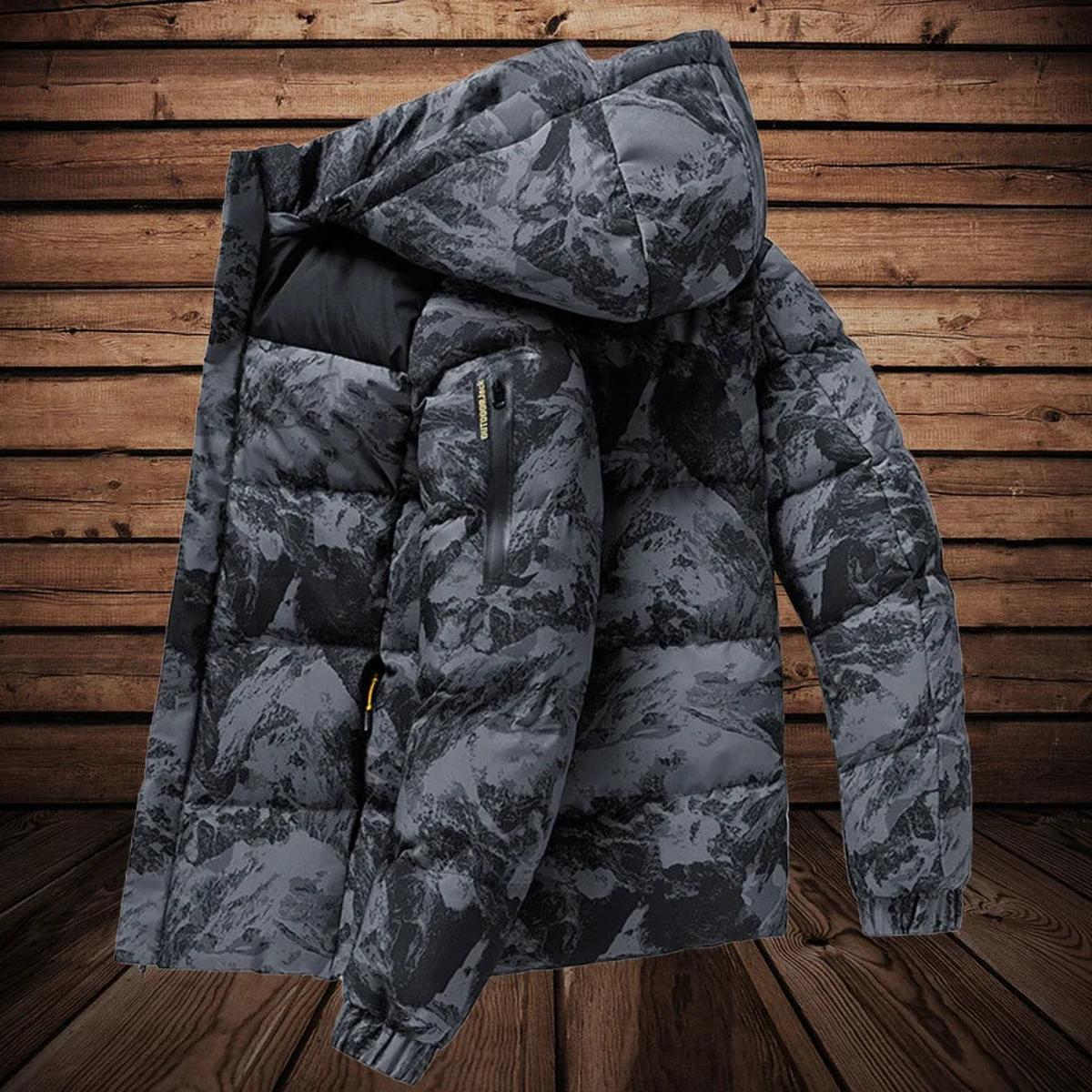 Heren Geïsoleerde Camouflage Winterjas met Capuchon