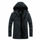 Heren Gewatteerde Casual Mid-Lengte Jas met Capuchon