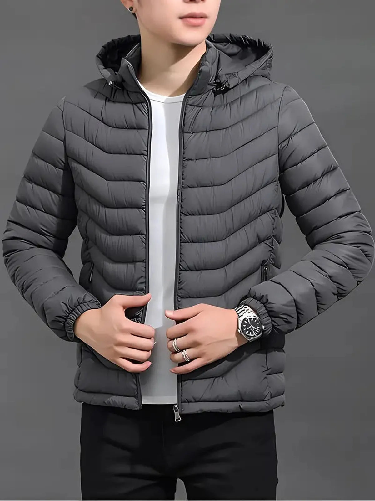 Heren Gewatteerde Hooded Puffer Jacket
