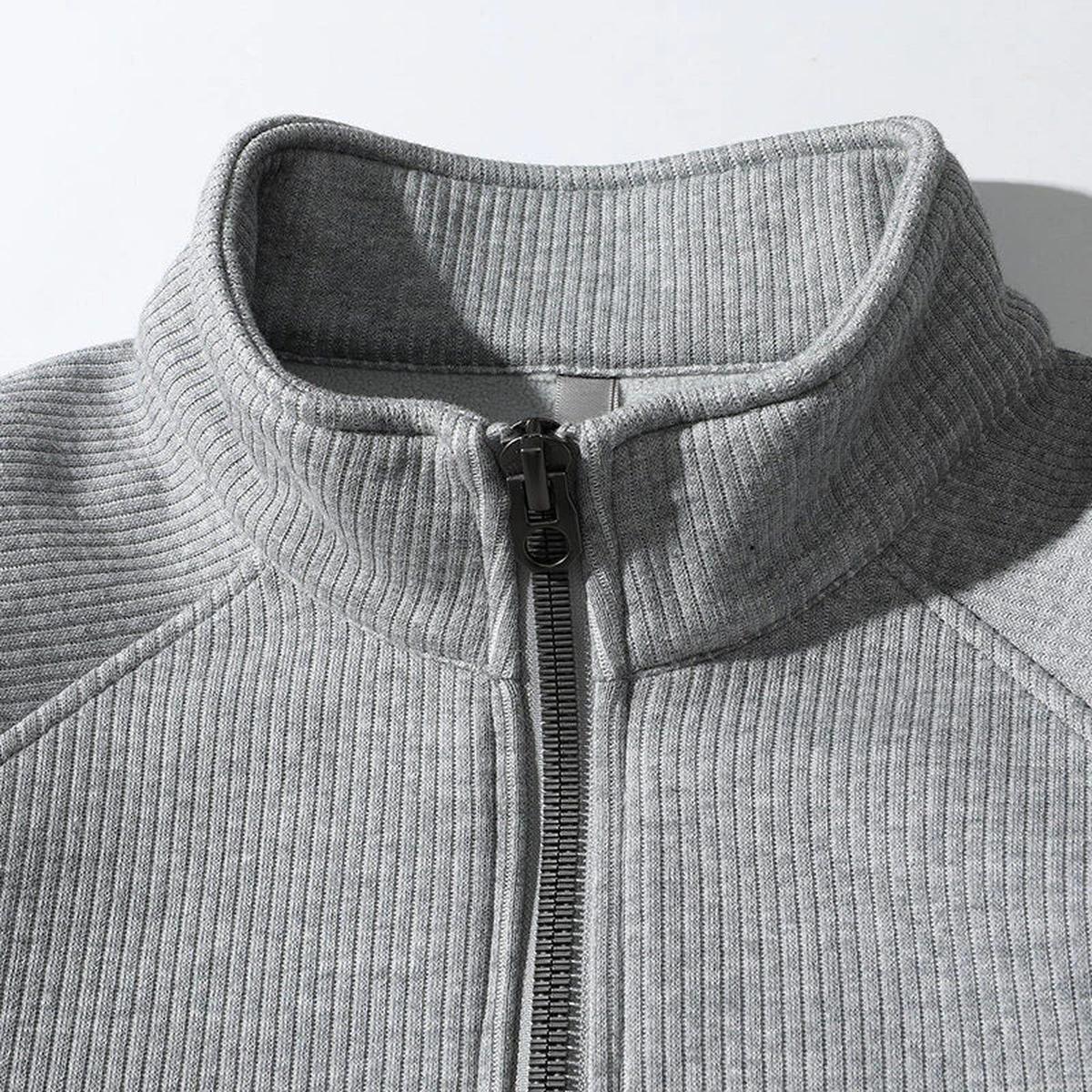 Heren Half-zip Trui Van Geribbelde Brei