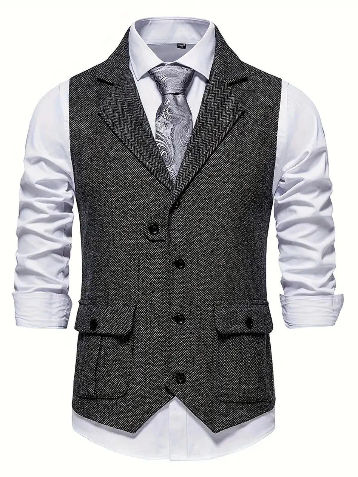Heren Haringbone Enkelvoudige Blazer