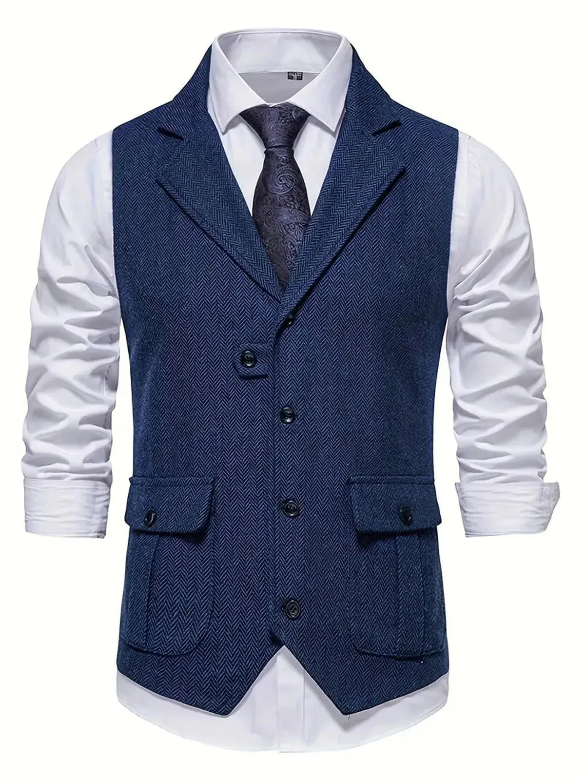 Heren Haringbone Enkelvoudige Blazer