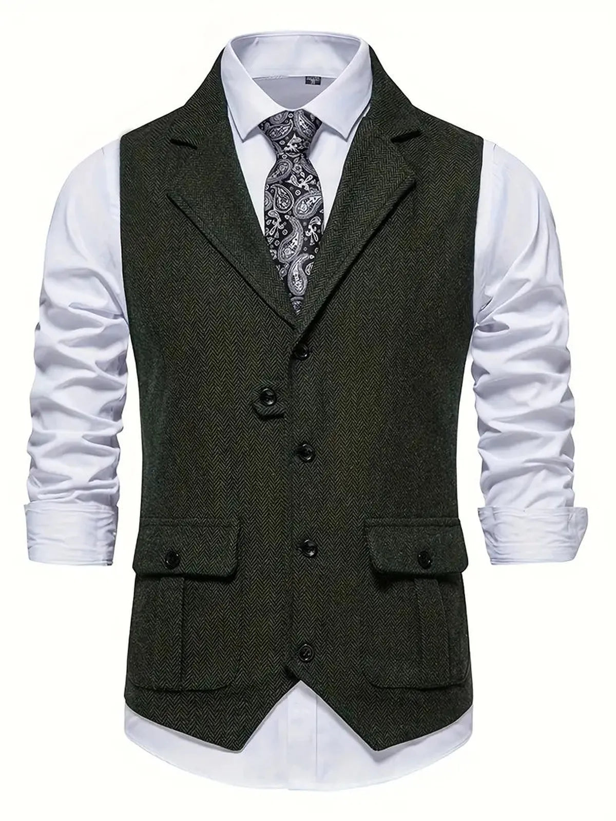 Heren Haringbone Enkelvoudige Blazer