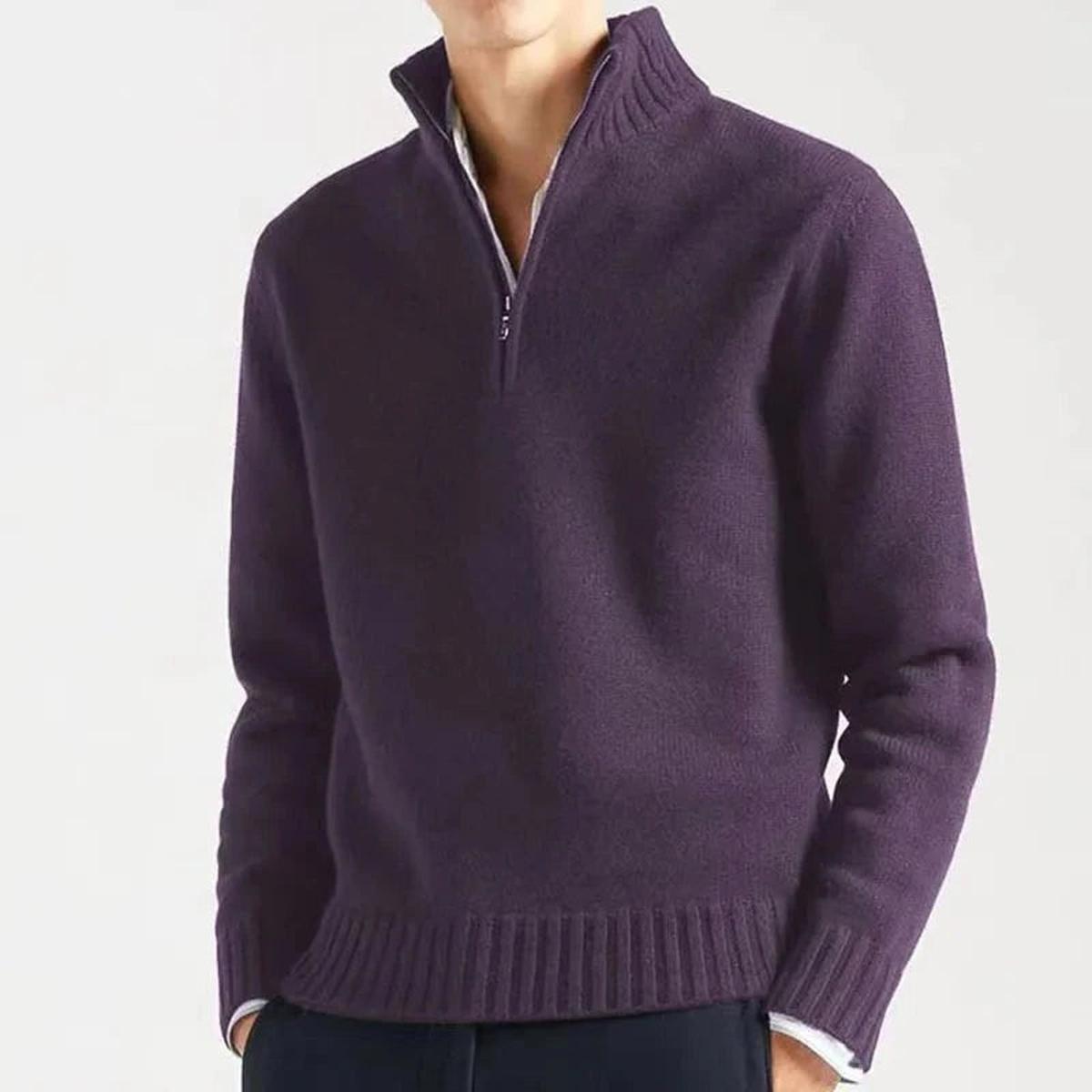 Heren Hoge Kraag Quarter-Zip Gebreide Trui