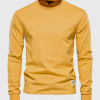 Heren Katoenen Shirt met Lange Mouwen, Ronde Hals en Zakjes