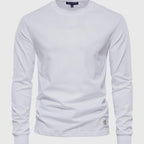 Heren Katoenen Shirt met Lange Mouwen, Ronde Hals en Zakjes