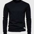 Heren Katoenen Shirt met Lange Mouwen, Ronde Hals en Zakjes