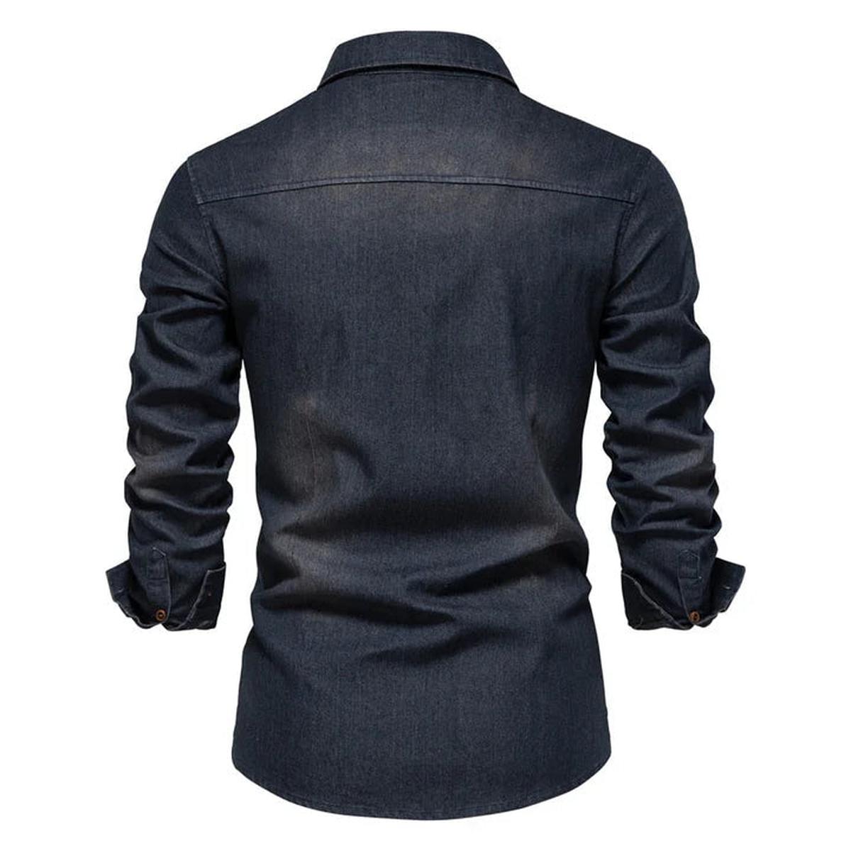 Heren Klassiek Denim Overhemd Regular Fit Casual Knoopsluiting