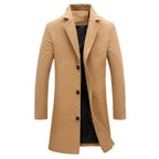Heren Klassieke Winter Trenchcoat Met Waterafstotende Eigenschappen