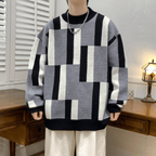 Heren Kleurblok Casual Trui Van Zachte Nylon Voor Herfst En Winter