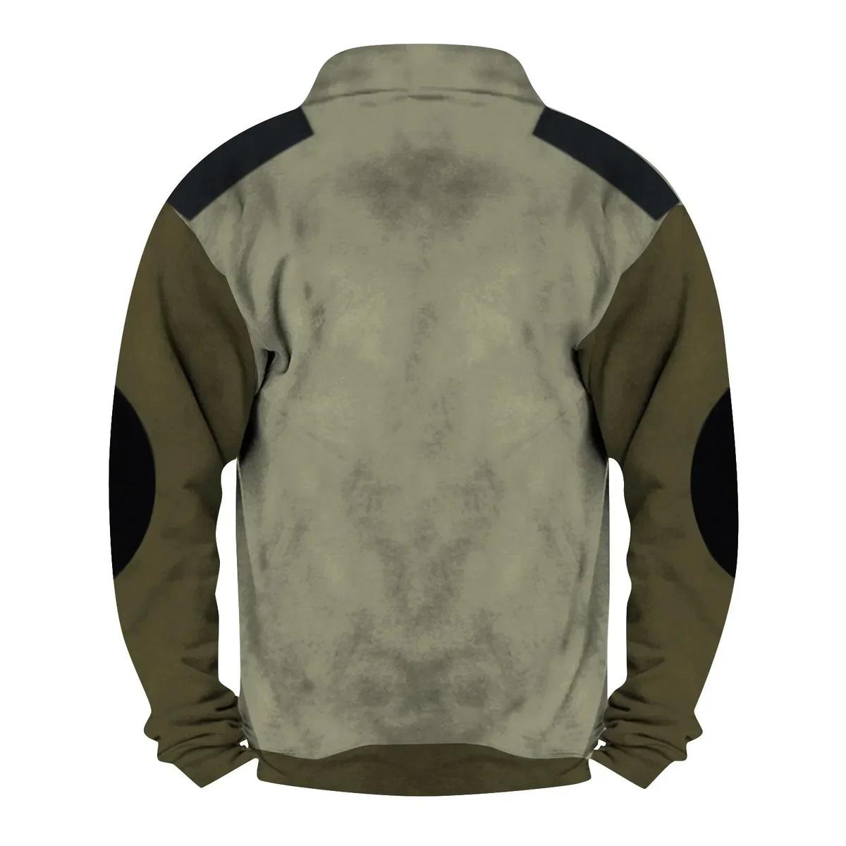 Heren Kwartrits Trui met Sherpa Kraag en Patch Details