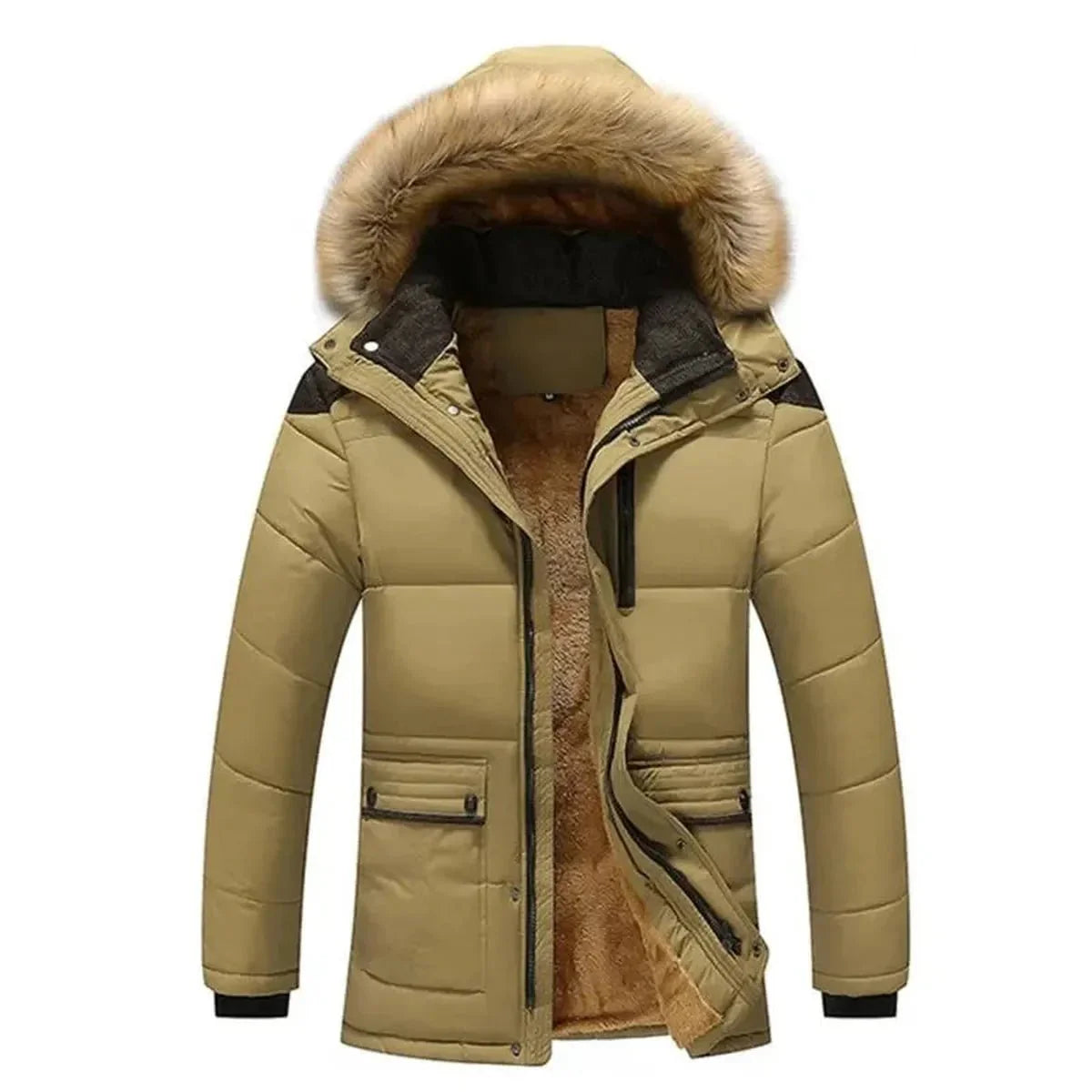 Heren Lange Militaire Parka Met Bontkap Voor Winterse Activiteiten