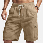 Heren Linnen Cargo Shorts Met Verstelbare Tailleband