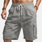 Heren Linnen Cargo Shorts Met Verstelbare Tailleband
