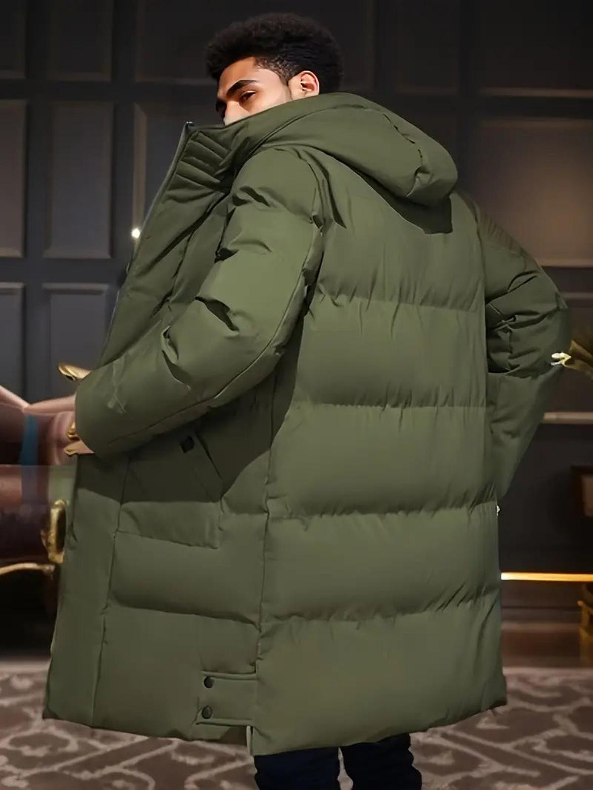 Heren Losse Gequiltte Hooded Jacket