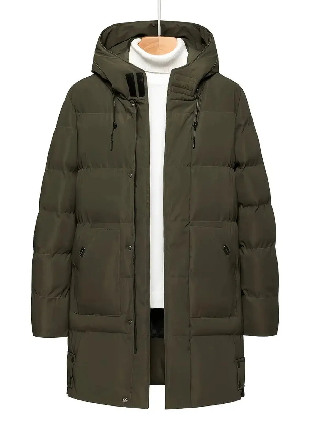 Heren Losse Gequiltte Hooded Jacket