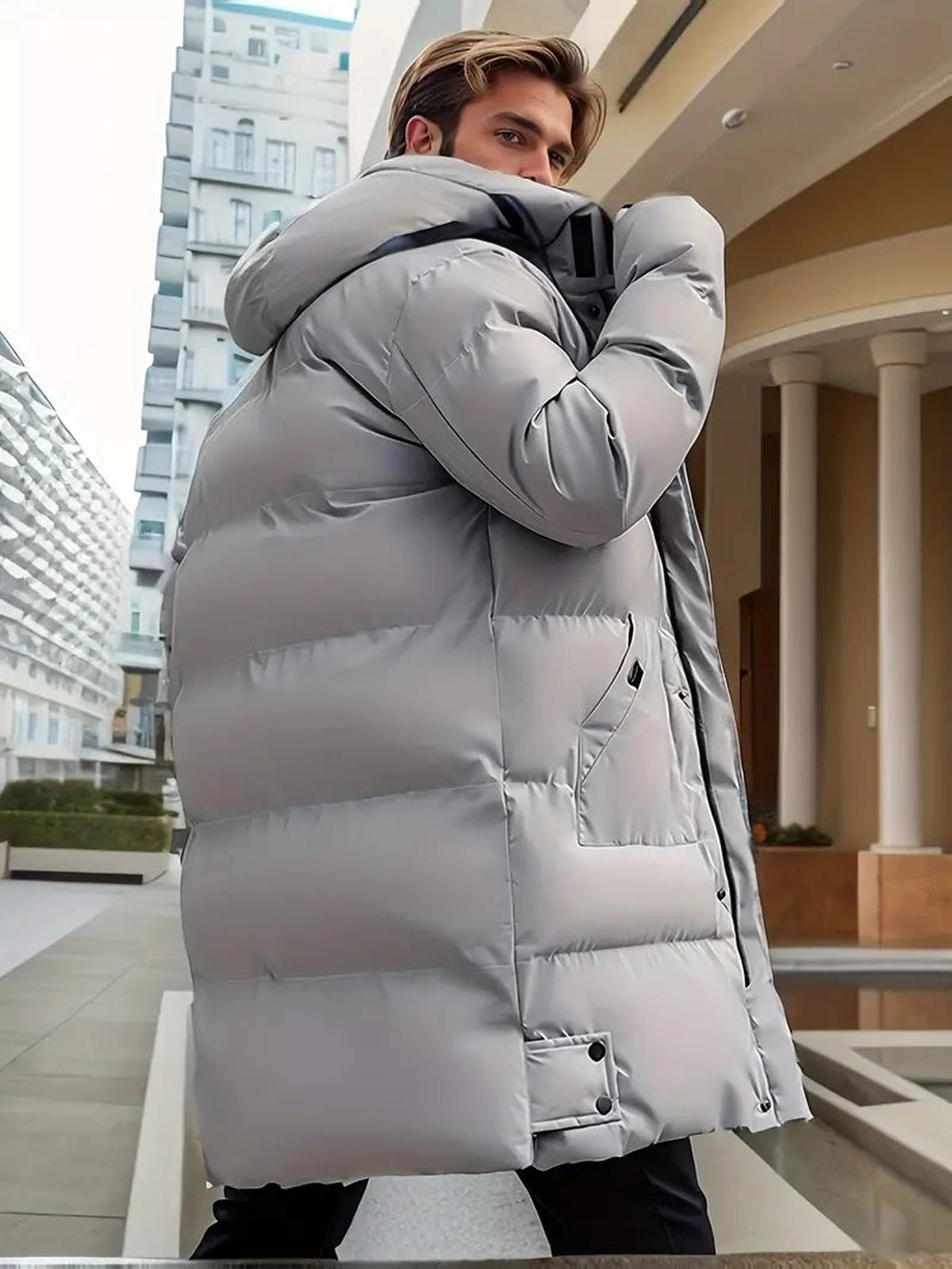 Heren Losse Gequiltte Hooded Jacket