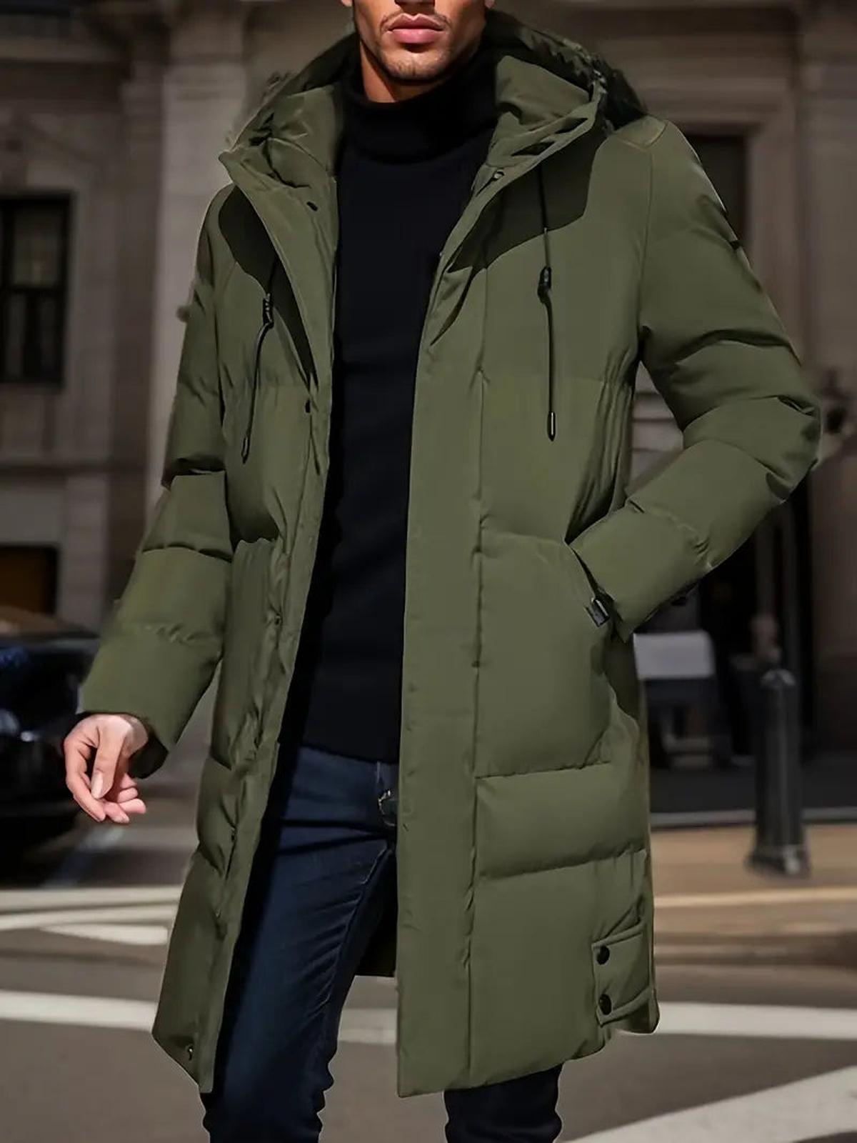 Heren Losse Gequiltte Hooded Jacket