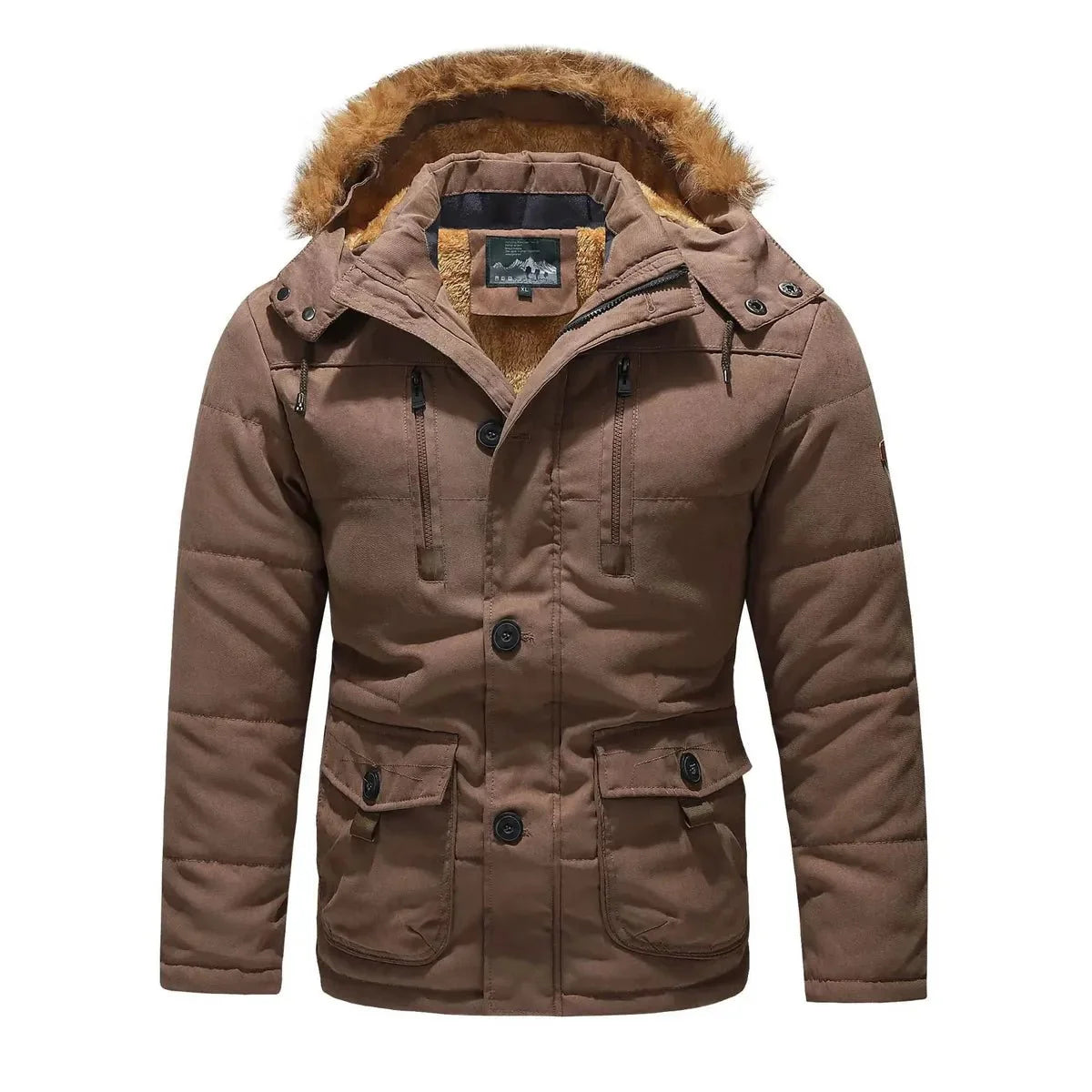 Heren Mid-Length Parka Met Afneembare Capuchon En Pluche Voering