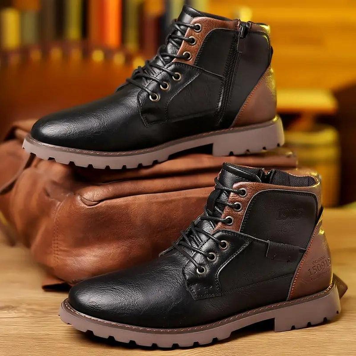 Heren PU Leren Zipper Dress Boots