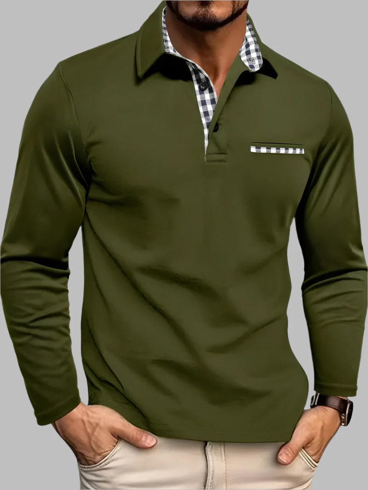 Heren Polo Shirt met Lange Mouwen van Katoenmengsel