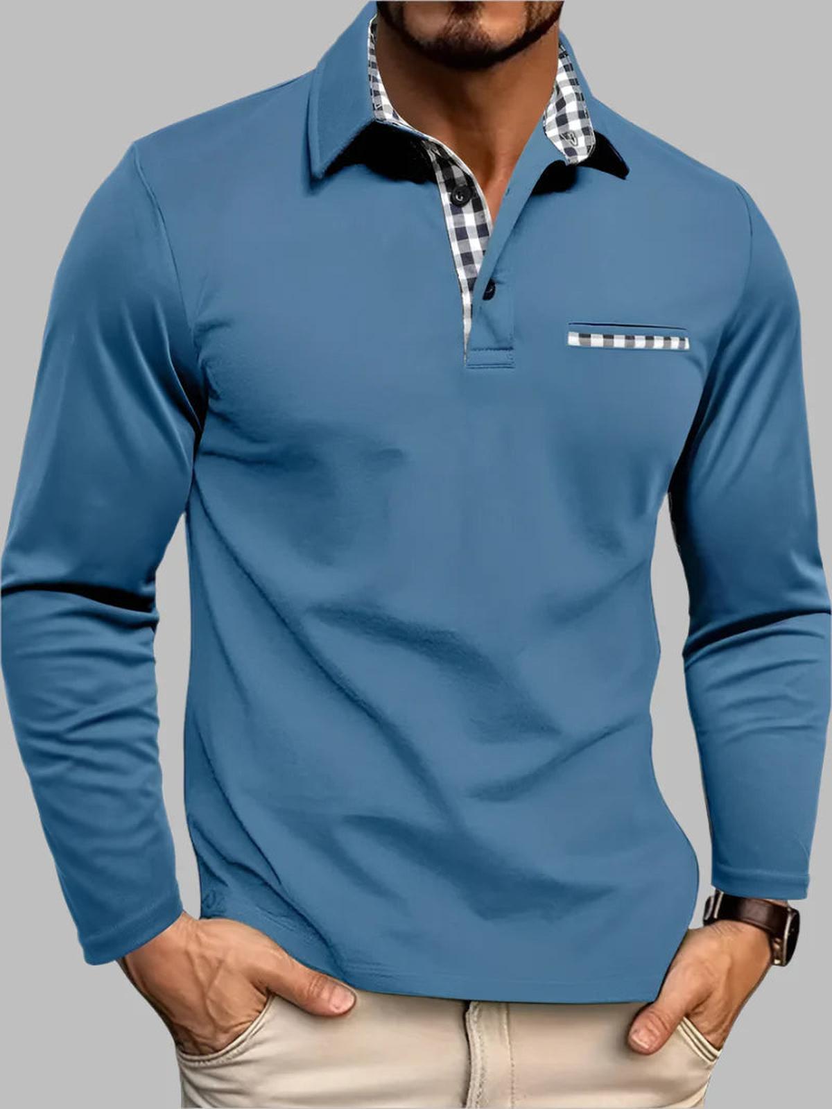 Heren Polo Shirt met Lange Mouwen van Katoenmengsel