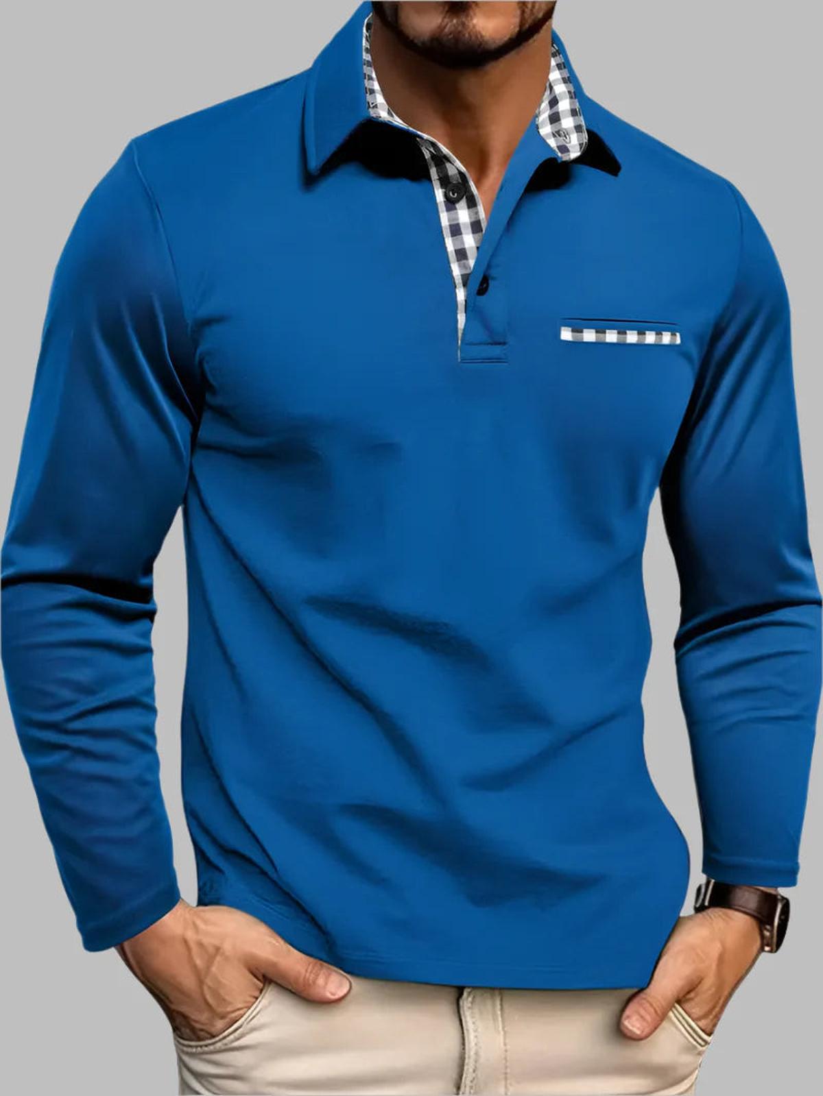 Heren Polo Shirt met Lange Mouwen van Katoenmengsel