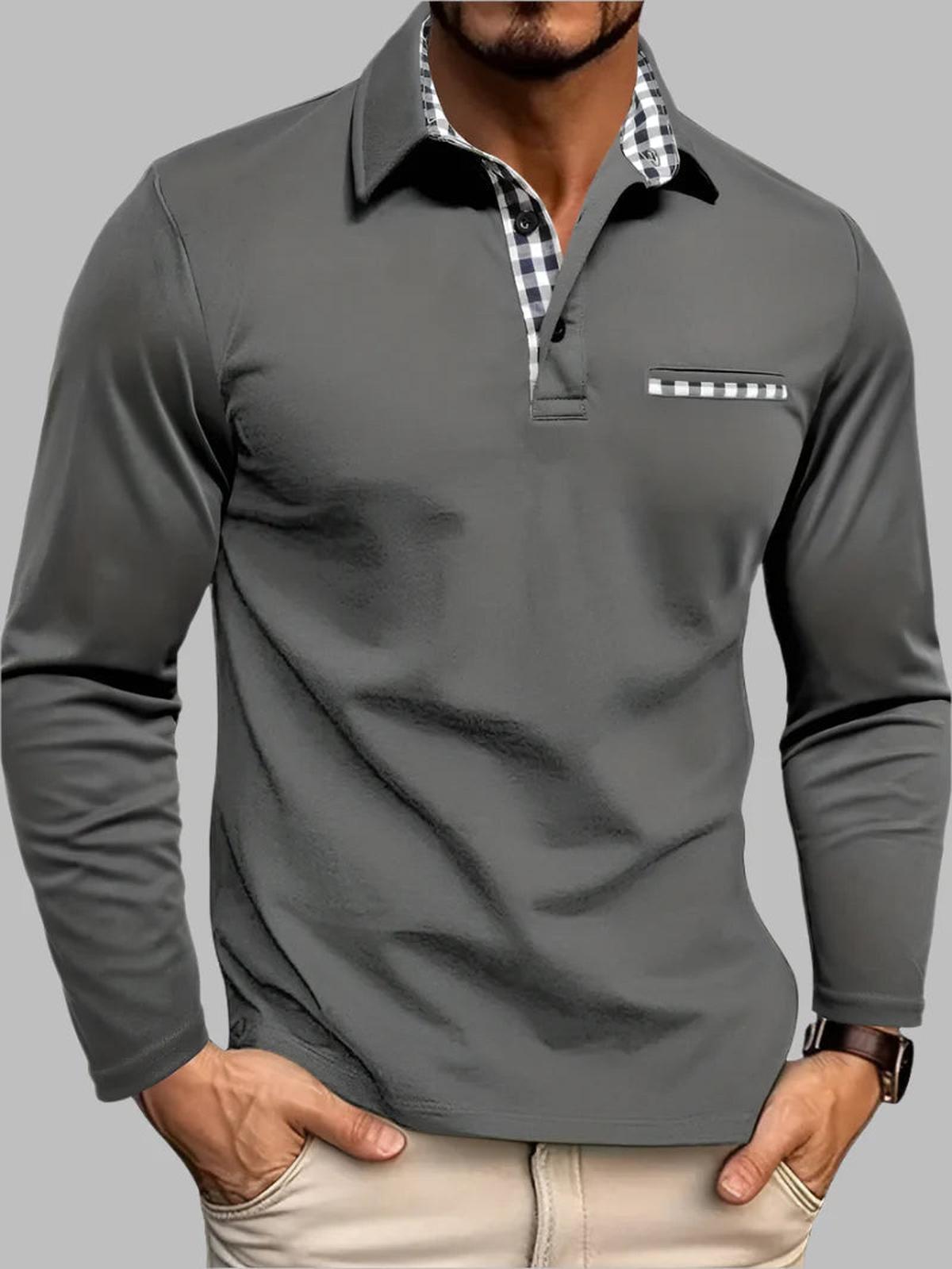 Heren Polo Shirt met Lange Mouwen van Katoenmengsel