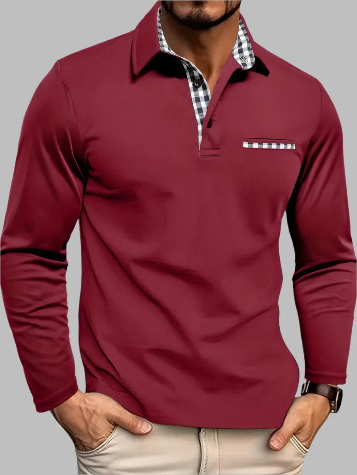 Heren Polo Shirt met Lange Mouwen van Katoenmengsel