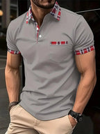 Heren Polo Shirt met Ruittrim en Korte Mouwen
