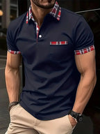 Heren Polo Shirt met Ruittrim en Korte Mouwen