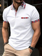 Heren Polo Shirt met Ruittrim en Korte Mouwen