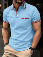 Heren Polo Shirt met Ruittrim en Korte Mouwen