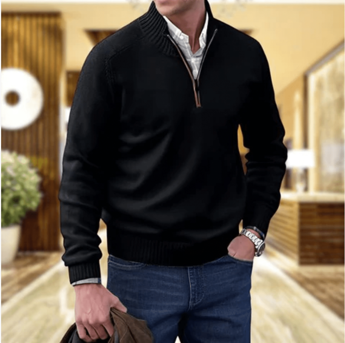 Heren Relaxed Fit Wol Lange Mouwen Trui