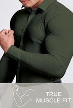 Heren Slim-Fit Kreukvrije Stretch Overhemd