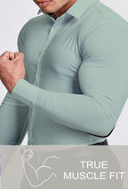 Heren Slim-Fit Kreukvrije Stretch Overhemd
