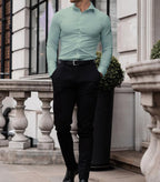 Heren Slim-Fit Kreukvrije Stretch Overhemd