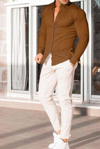 Heren Slim-Fit Kreukvrije Stretch Overhemd