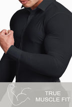Heren Slim-Fit Kreukvrije Stretch Overhemd