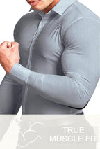 Heren Slim-Fit Kreukvrije Stretch Overhemd