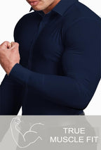 Heren Slim-Fit Kreukvrije Stretch Overhemd