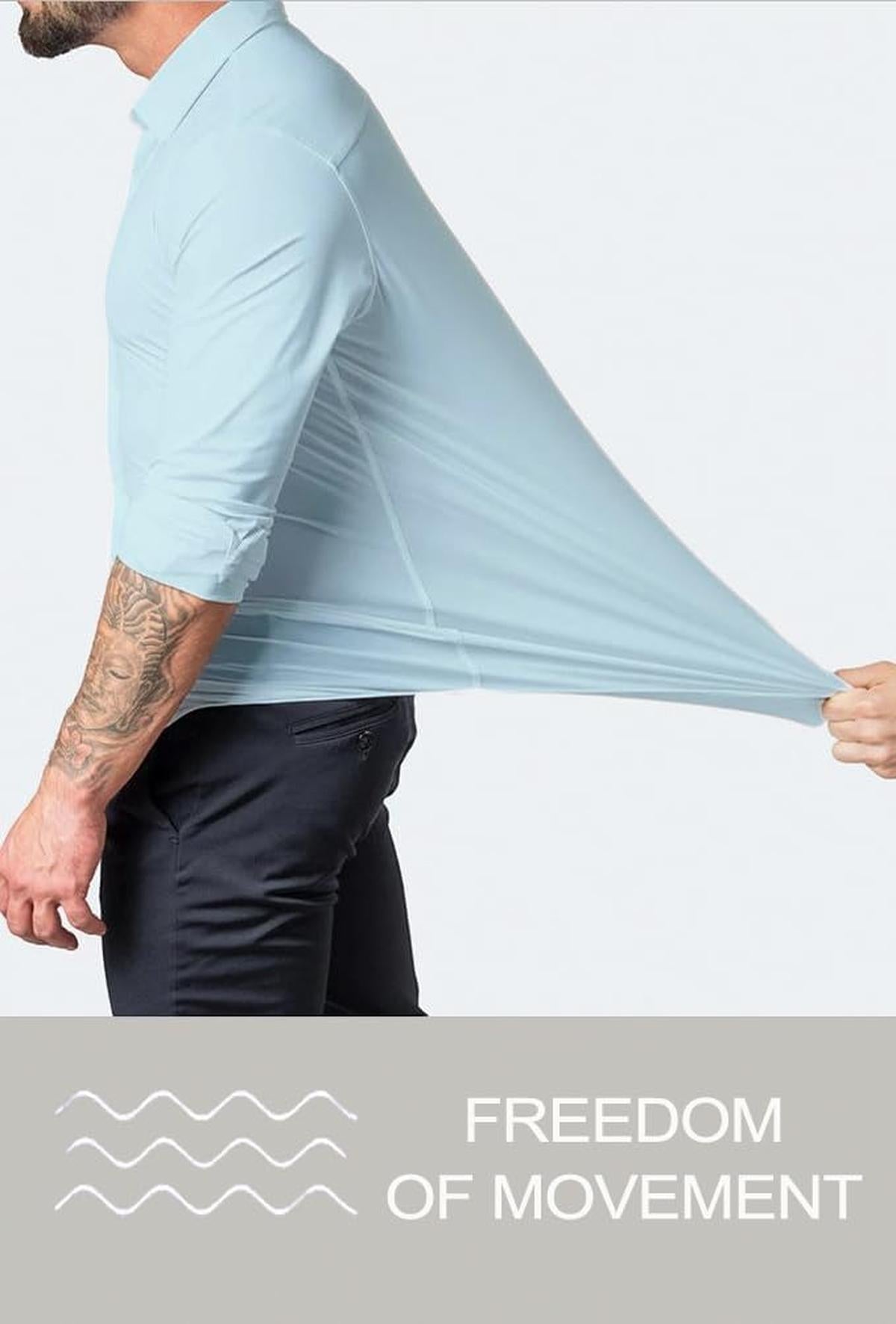 Heren Slim-Fit Kreukvrije Stretch Overhemd