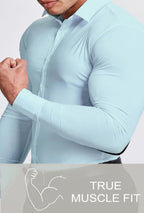 Heren Slim-Fit Kreukvrije Stretch Overhemd