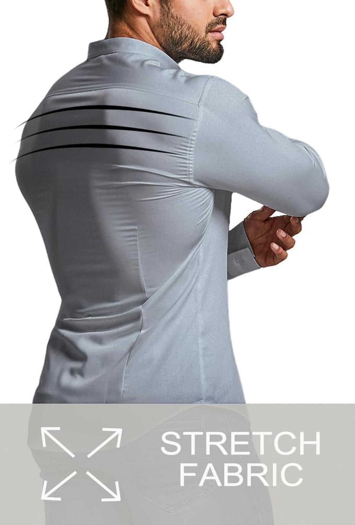 Heren Slim-Fit Kreukvrije Stretch Overhemd