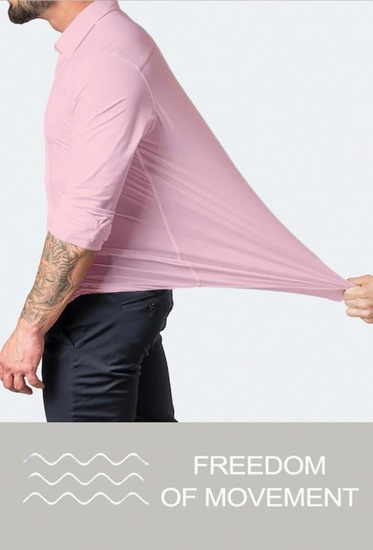 Heren Slim-Fit Kreukvrije Stretch Overhemd